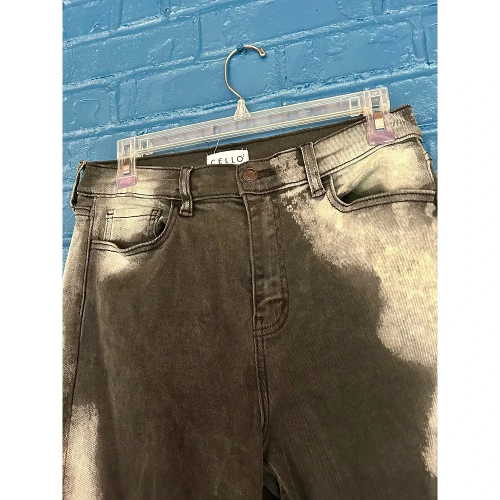 Cello Black Wash‎ High Rise Mom Jeans Distressed Ankle Denim Pants